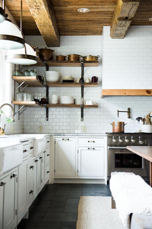 Repurposed Open Shelving Adds Storage to Remodeled Kitchen Remodeled Kitchen with Repurposed Open Shelving